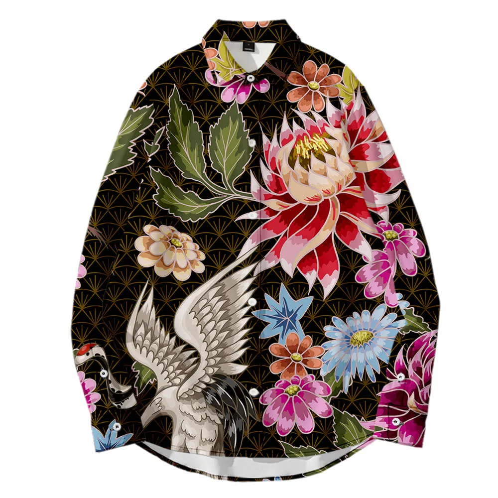 

Women/Men's Shirt Vintage Elements Long Sleeve T Shirts Harajuku Streetwear Turn-down Collar Hawaiian Shirt Hip Hop Blouse 6XL