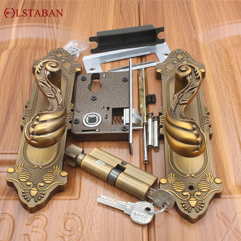 LSTABAN Золотой дверной замок из цинкового сплава в европейском стиле деревянный