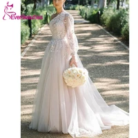 vestido de noiva bohemian lace wedding dress 2020 tulle bridal gown bride dress one shoulder long sleeves robe de mariee