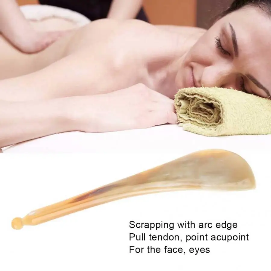 Скребок гуаша с натуральным Рогом ручной роликовый массажер для тела снятие