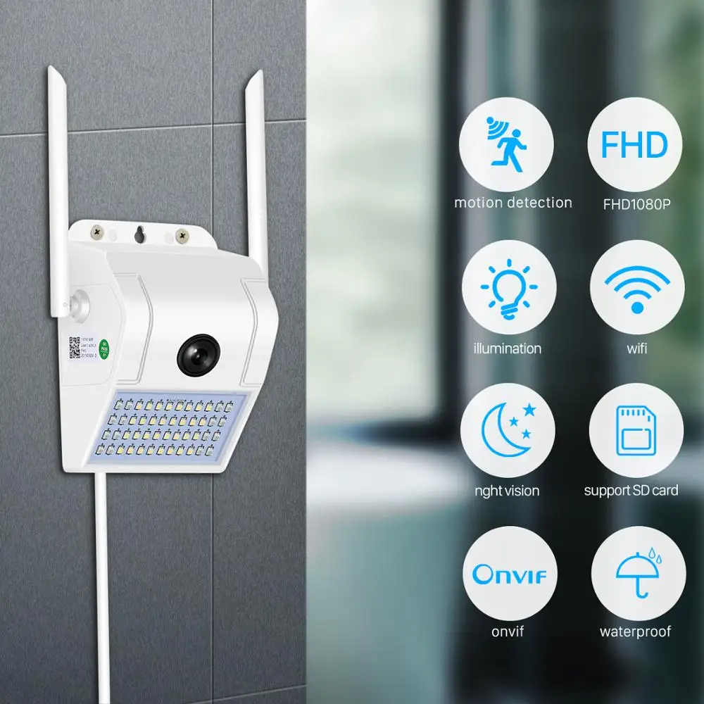 Беспроводная Wi-Fi ip-камера 1080 P, 2MP, настенный светильник, камера безопасности, для улицы, двухсторонний аудио прожектор, цветная камера ночного видения, WiFi, V380