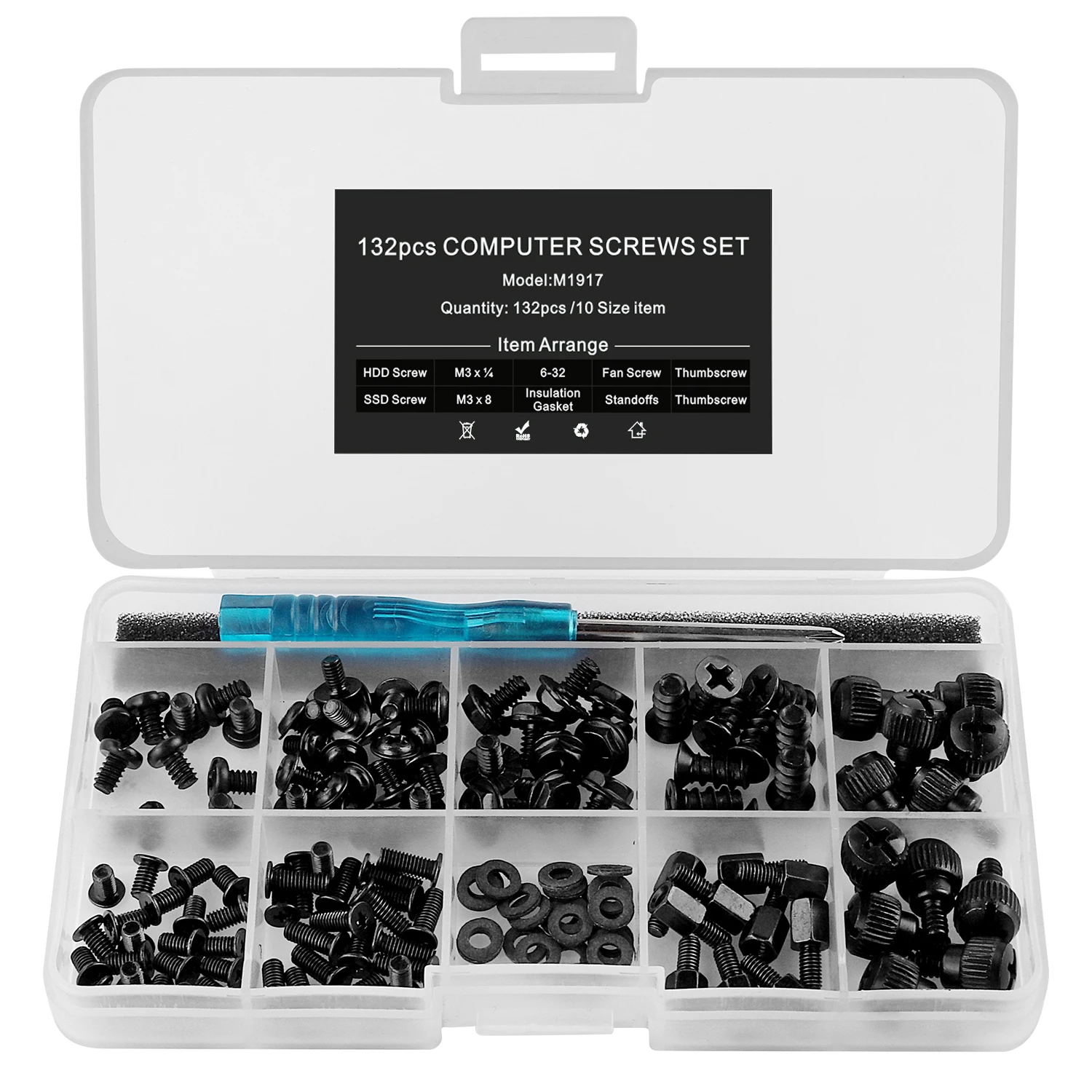 Набор навинчивающихся опорных болтов для персонального компьютера 132 шт.