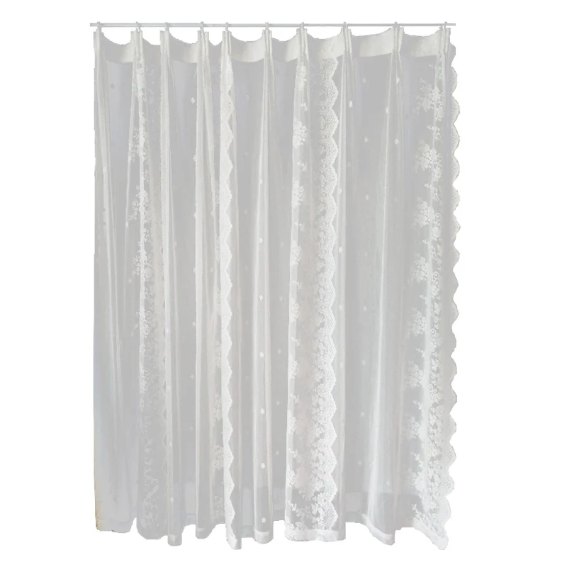 

Pastoral Embroidered Tulle Curtains for Living Room Luxury White Sheer Volie Window Curtain for Bedroom Lace Cortina Para Sala