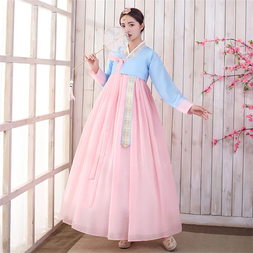 

Женское традиционное платье-ханбок, Элегантное свадебное платье принцессы в стиле ретро, сценический костюм этнических меньшинств