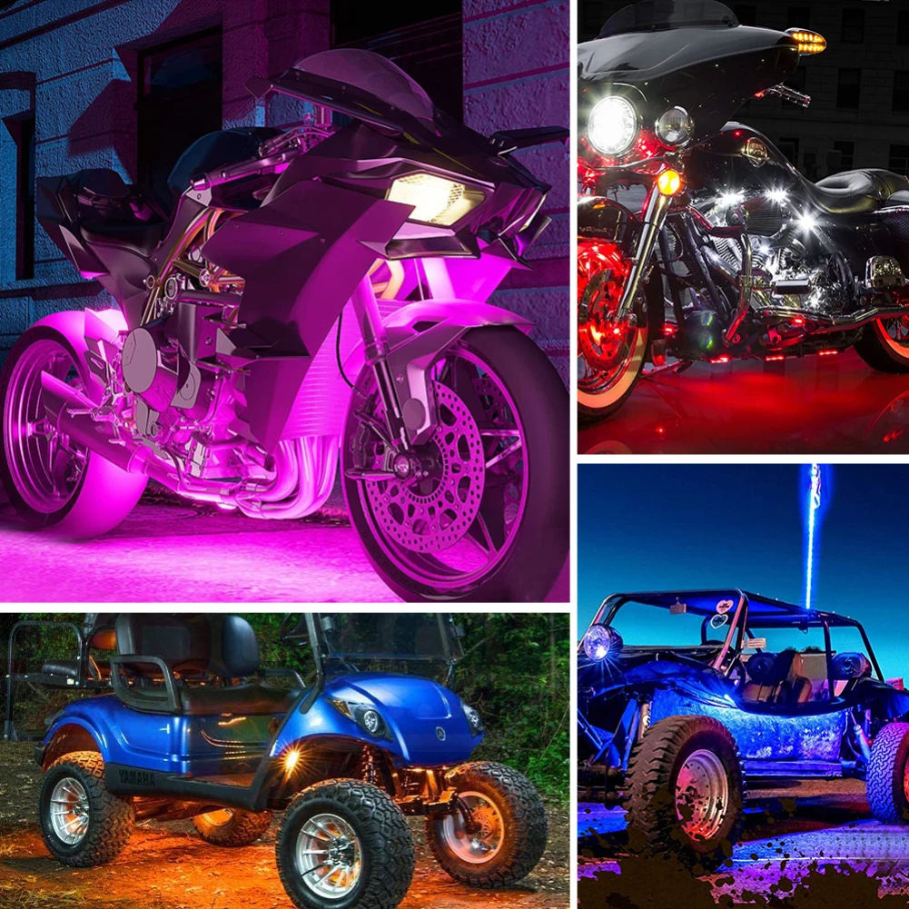 

Motorcycle LED Lights Kits LED Underbody Remote /APP Control RGB LED Neon Lights Auto Decorative Ambient Atmosphere Lamp