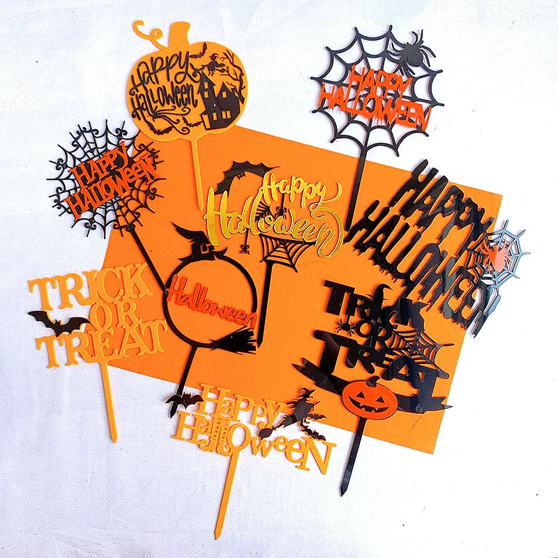 2021 новый счастливый Хэллоуин акриловый торт Топпер красочный трюк или лакомство