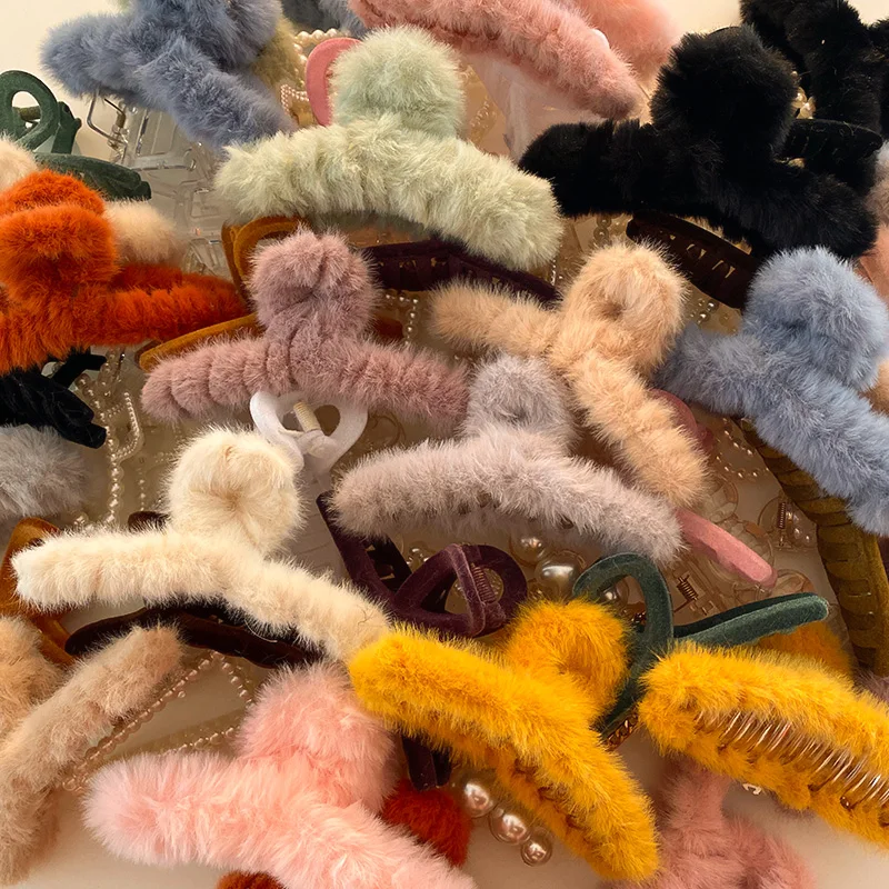 Заколки для волос в японском стиле женские, плюшевые зажимы для волос с большим хвостом, в японском стиле, заколки для волос на осень и зиму