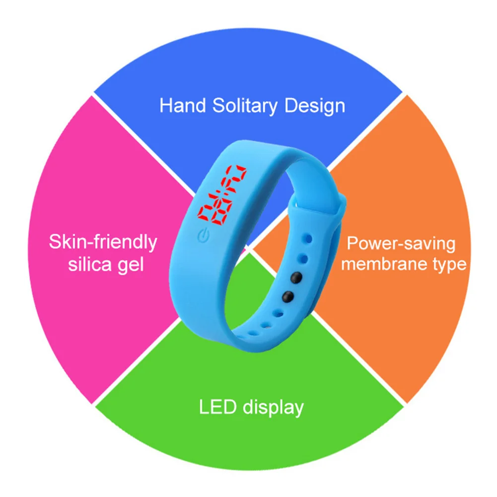 

Children Kid Silicone Strap LED Display Sports Bracelet Electronic Digital Watch Sport Bracelet Band Smart portable Wrist Clock