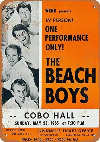 

SRongmao 8 x 12 Metal Sign 1965 Beach Boys in Detroit