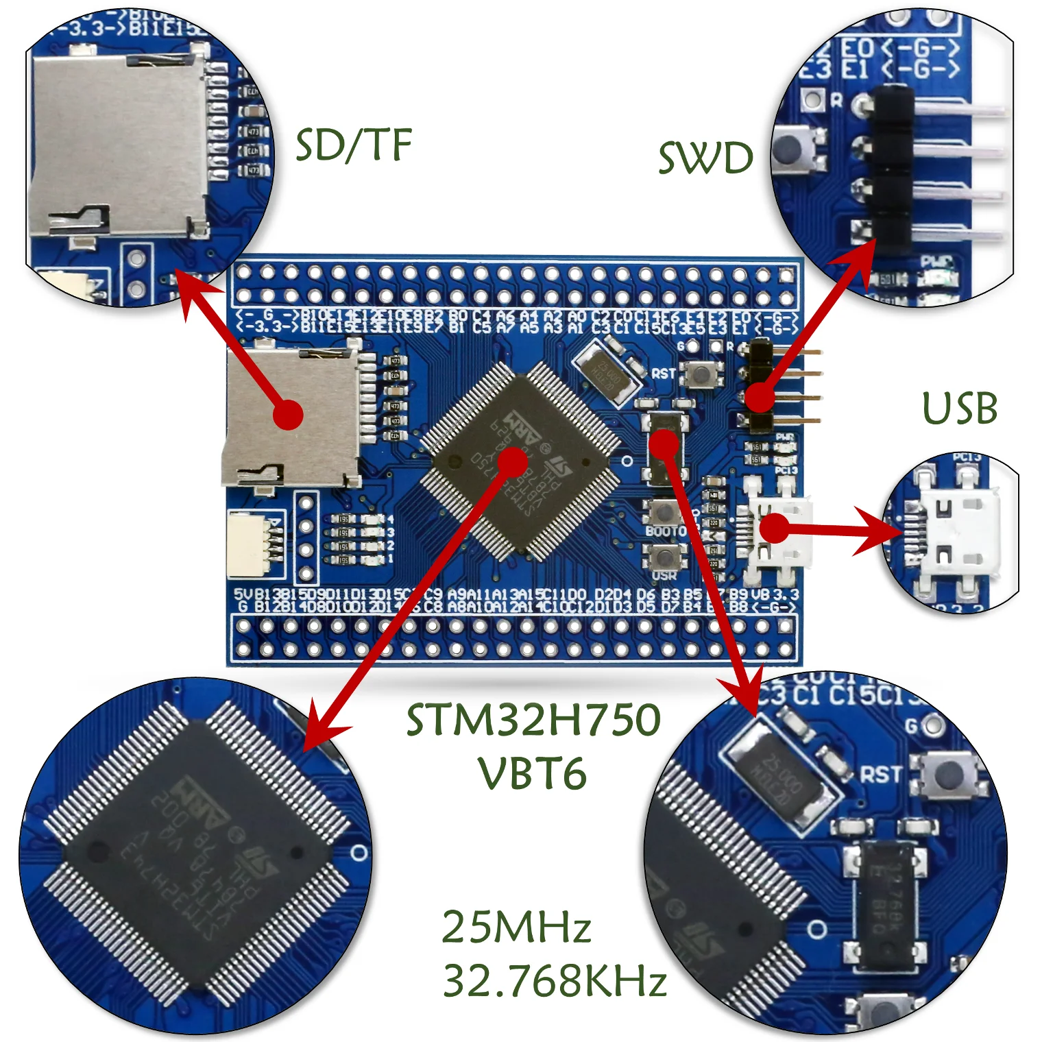 STM32H750VBT6 STM32H750 H750 dev board demo core Minimum System development Module ST STM32 Cortex M7 ARM|Демонстрационные