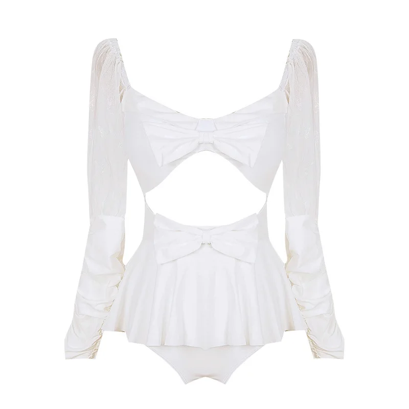 

Swimsuit Female Sexy Bikini Swimwear For Women Beach Swim White Solid Spandex Swimsuit Fused Swimsuit Fused Swim Wear