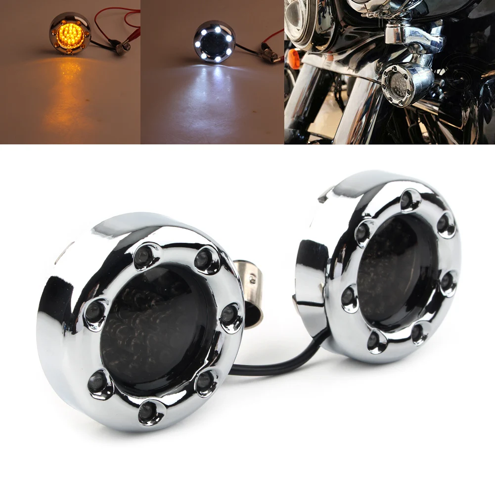 

2Pcs Motorcycle 1157 Chrome Fire Ring Amber LED Turn Signal Lights for Harley Davidson FLST FLHT FXD FXB Sportster XL 883 1200