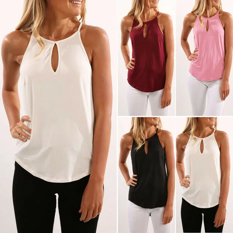 Women Tops Blouse Casual Sleeveless Loose Sling Shirts Lady Summer Solid Color Pleated Tunic Female Pullover Clothes | Женская одежда