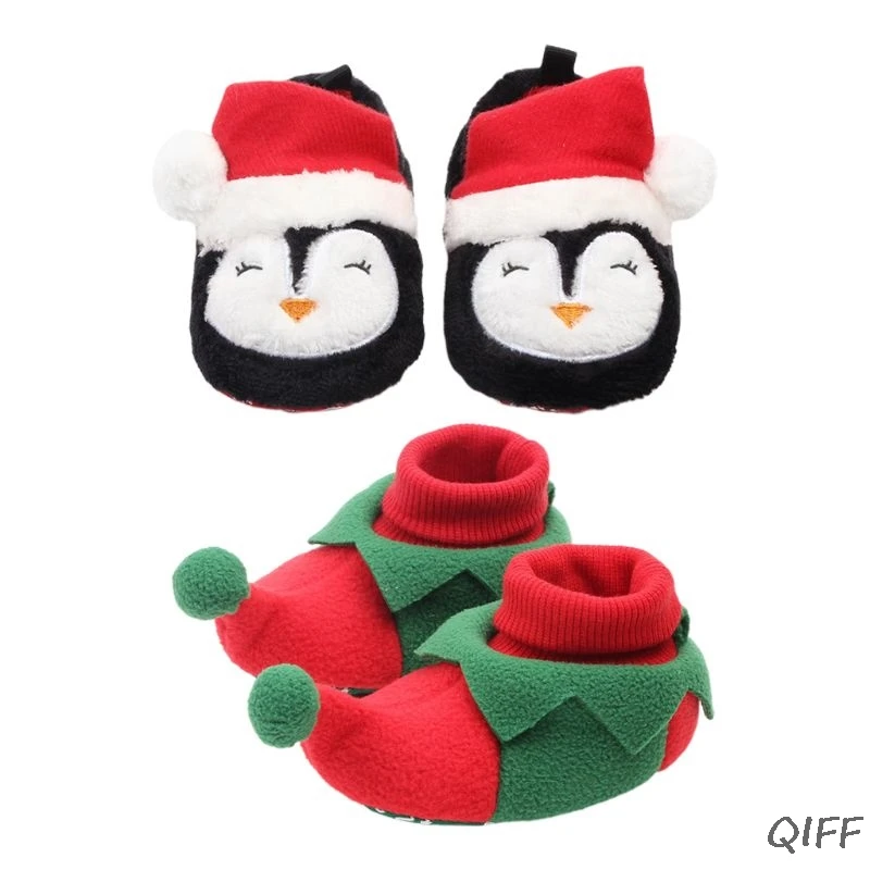 Рождественский костюм для новорожденных нескользящая детская обувь пинетки с