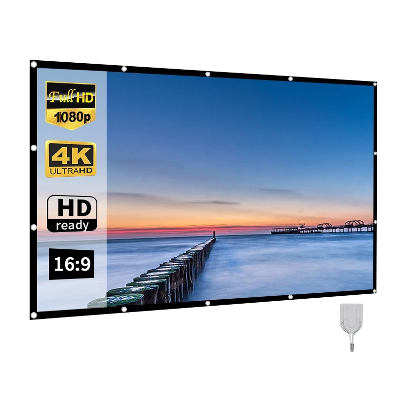 Экран для проектора домашнего кинотеатра HD белый складной Анти