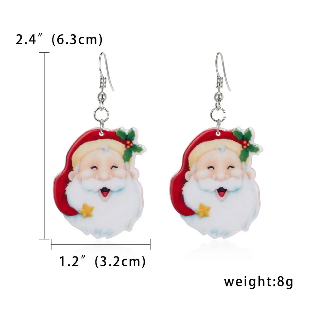 santa claus 5 Rinhoo рождественские акриловые серьги подарок крутой Санта Клаус колокольчик венок на рождественскую елку Висячие серьги рождественские новогодние подарки для женщин - Окраска металла: santa claus 5