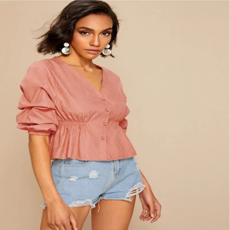 Женская блузка размера плюс летние сексуальные женские топы Boho v образный вырез