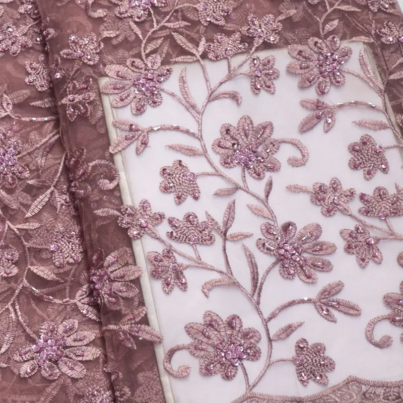 Африканская кружевная ткань высокого качества кружевная aso ebi сетчатая ткань вышитая полностью бисером нигерийский Швейцарский кружевной ткани 5 ярдов RG405