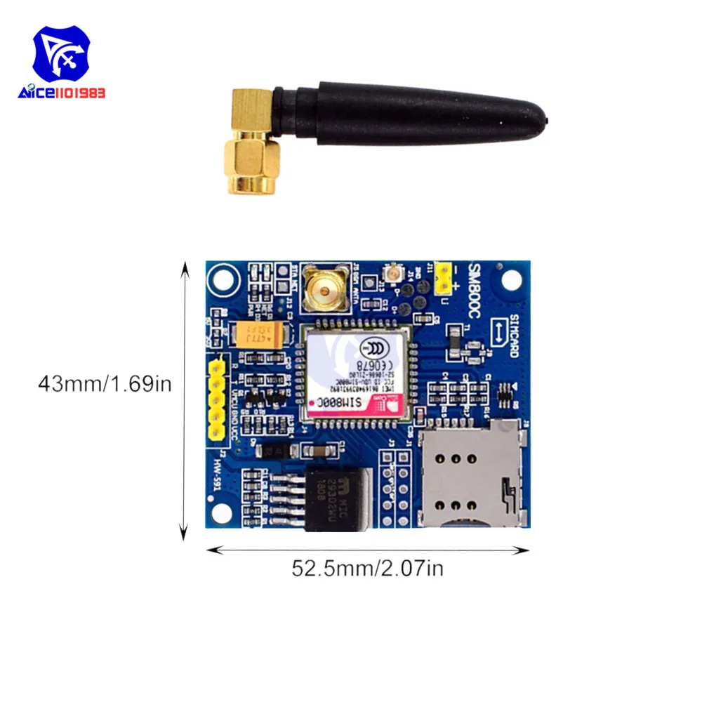 Модуль diymore SIM800C с четырехдиапазонным GSM GPRS Поддержка TTS/DTMF плата модуля антенной