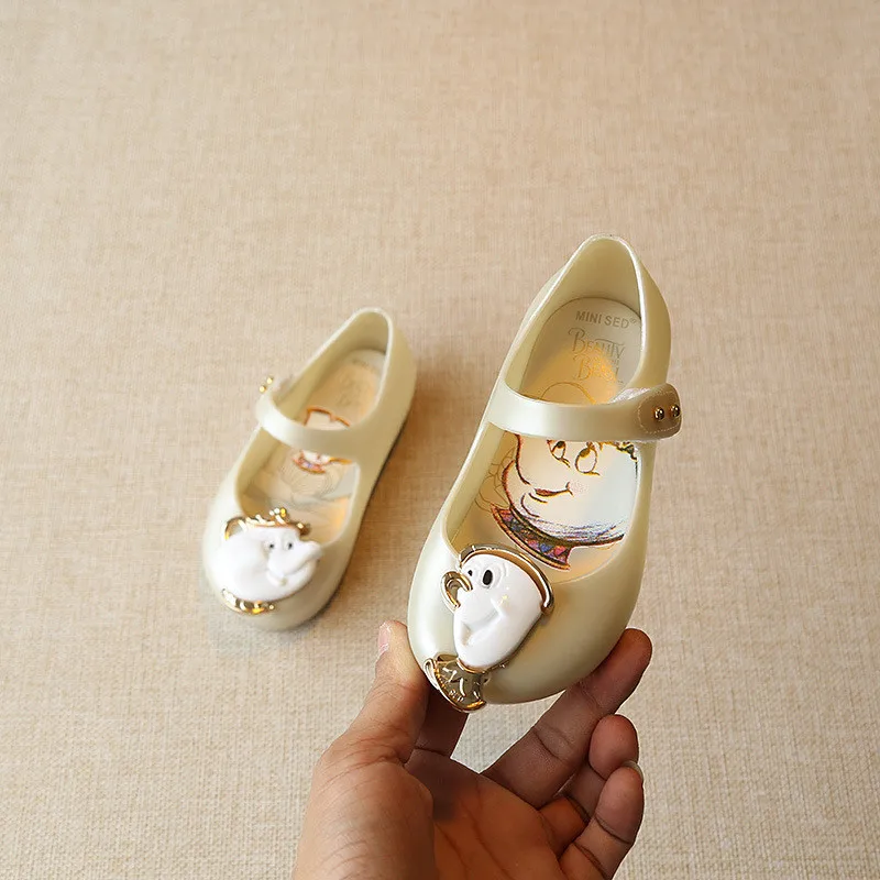 Pearl white Melissa/мини-сандалии с чашкой; Новинка; зимние детские сандалии; обувь для девочек с изображением зверя; прозрачные сандалии; нескользящая детская обувь - Цвет: Pearl white