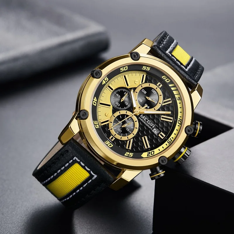 Часы MEGIR Мужские кварцевые с хронографом креативные спортивные роскошные