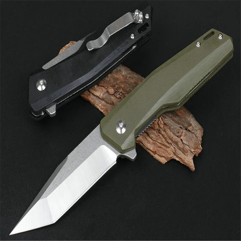 

JJ045 Quick Opening Bearing Cutter Two Colors D2 Sharp Blade Black G10 And Desert On Both Sides Handle Hunting EDC Tool