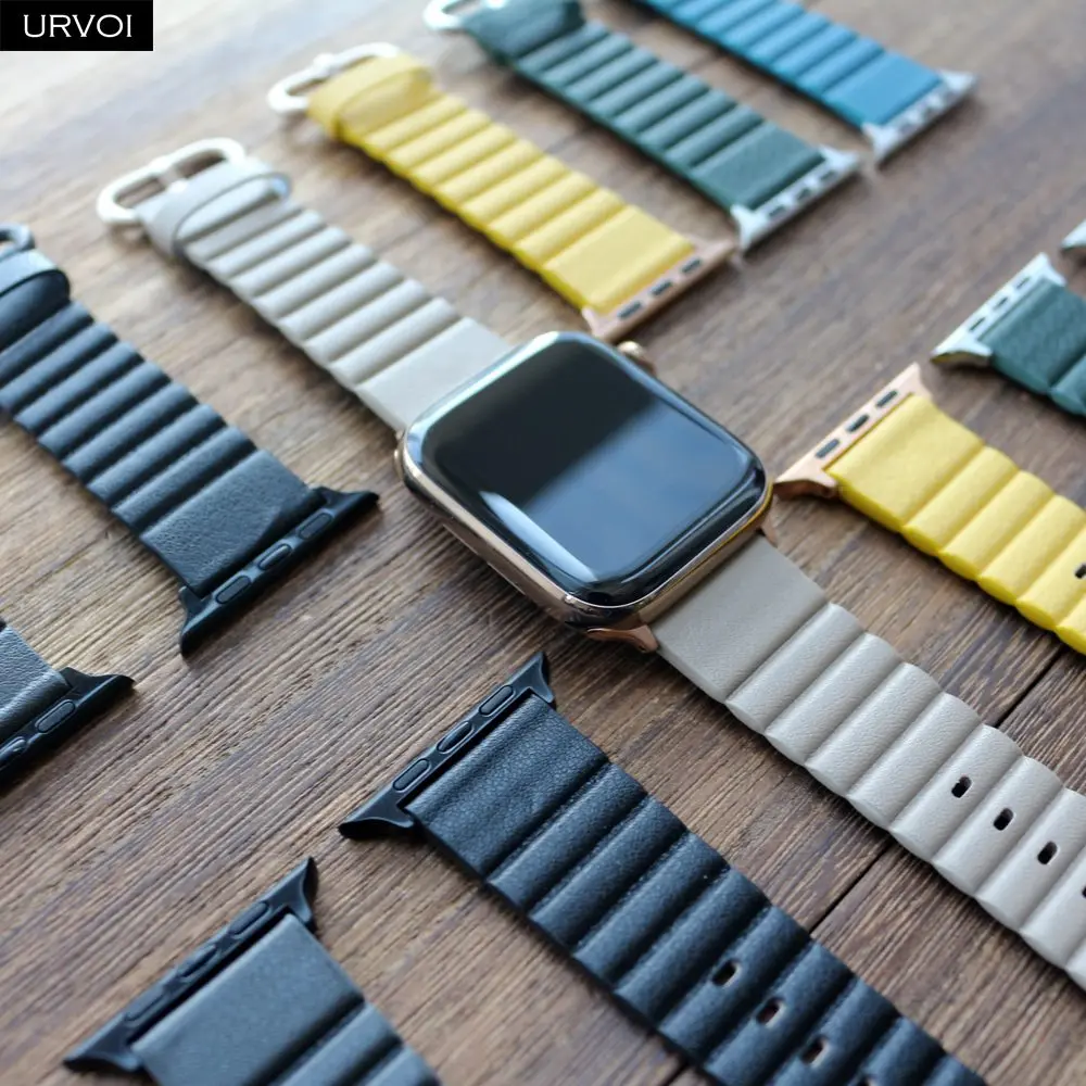 Ремешок URVOI для Apple Watch series 6 SE 5 4 3 2 1 дизайнерский браслет из искусственной кожи с