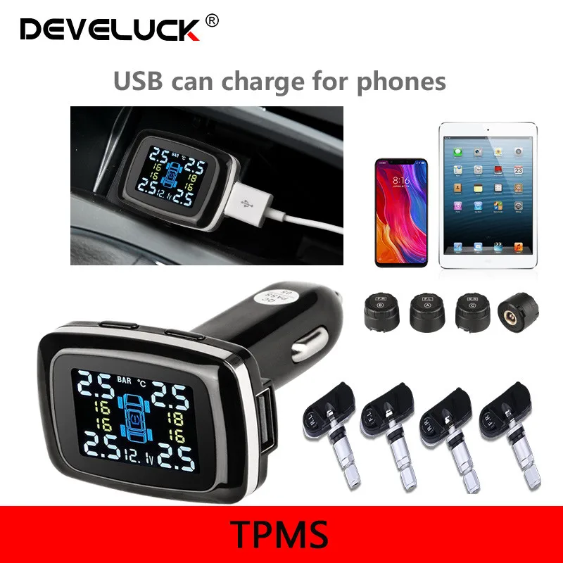Develuck автомобильный TPMS прикуриватель Беспроводной Универсальный цифровой tpms
