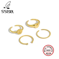 ssteel zircon ring 925 sterling silver for women korean minimalist gold opening ring adjustable bague femme argent jewellery
