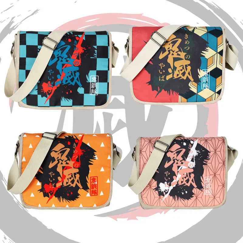 

Японская Повседневная Холщовая Сумка через плечо на молнии с изображением рассеянного демона, сумки через плечо, школьные сумки, сумка-мессенджер, подарок