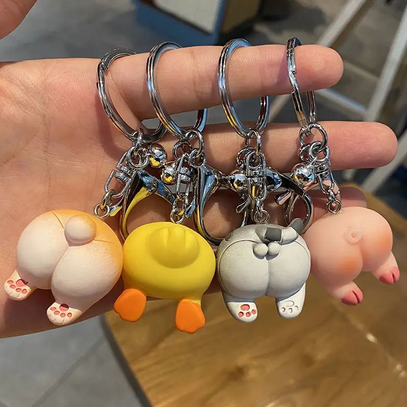

Lover's Key Chain Bag Ring Pair Pig Heads and Pigtails Not Separated Personalized Animal Car Key Pendant Cute Keychain Pouch Pop