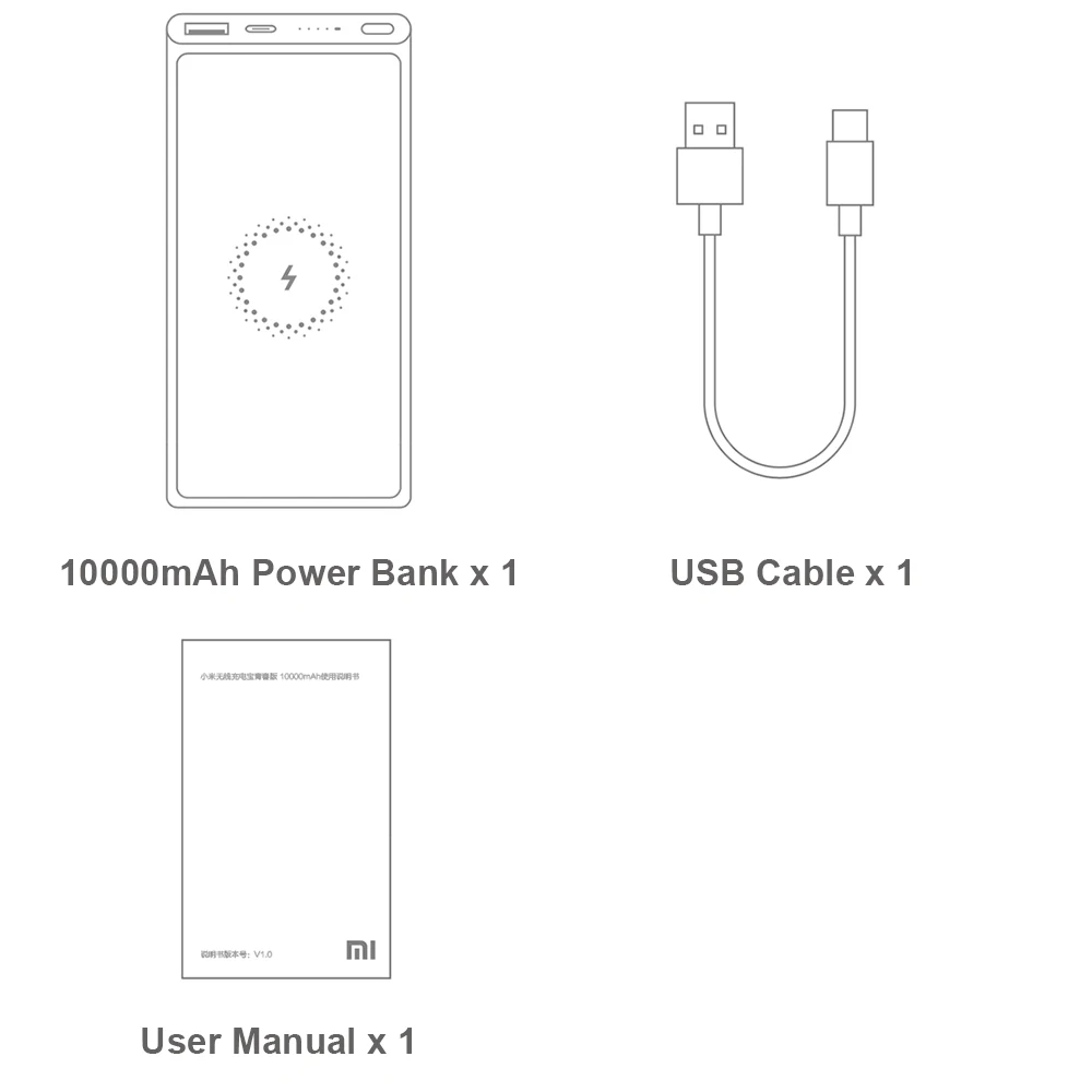 Xiaomi 10000mAh беспроводной внешний аккумулятор 10 Вт Qi Быстрое беспроводное зарядное устройство type-C QC3.0/PD3.0 Зарядка для iPhone 11 Pro XR для huawei P30