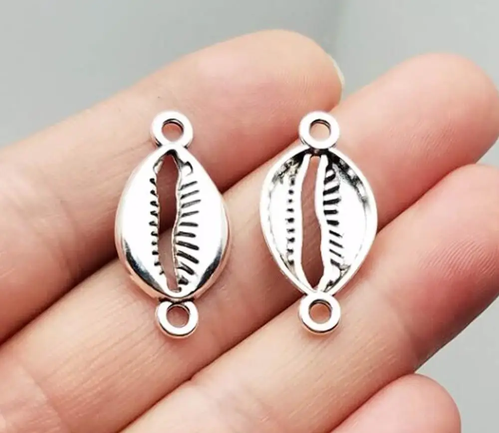 30 шт./лот 28x14 мм ракушка Античная Посеребренная соединительные подвески товары