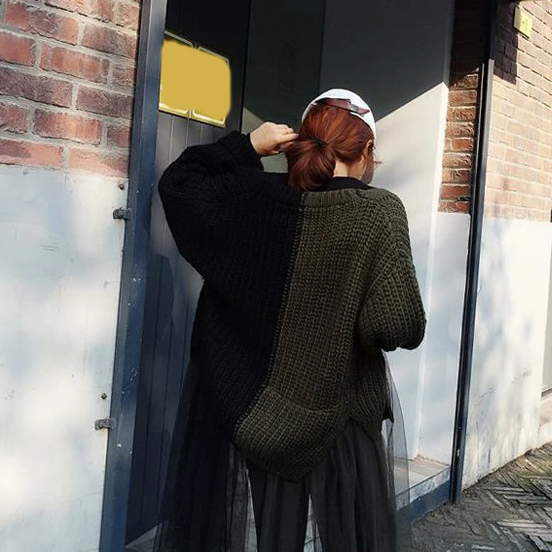 RealShe Long Cardigan Women Full Sleeve Patchwork Mesh Sweters for Winter Spring Casual Cashmere Sweater |