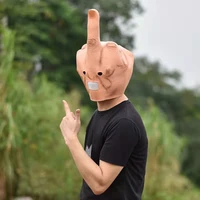 middle finger halloween full head mask latex scary costume party cosplay horror funny props accessories
