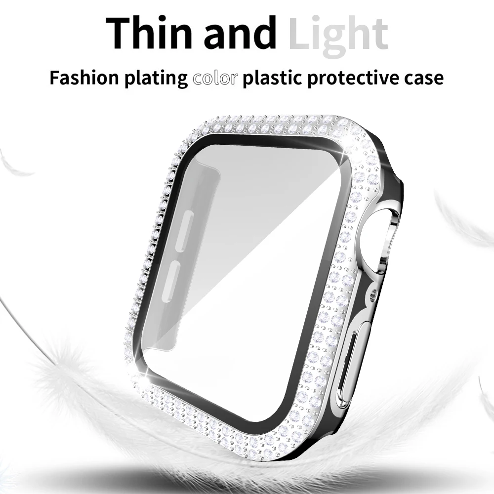 Бриллиантовый чехол для Apple Watch SE Series 6 5 4 3 40 мм 44 38 42 | Наручные часы