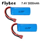 Обновленная литий-полимерная батарея 7,4 в 3000 мАч для Wltoys 114 144001 RC игрушечный автомобиль, запасные части 2S 7,4 В, аккумулятор T-образный разъем для 144001, детали аккумулятора