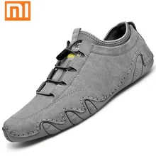 Xiaomi Brand Mens Casual Shoes Genuine Leather Breathable Mens Moccasins Outdoor Mens Driving Shoes Hot Sale Men Shoes 38-46