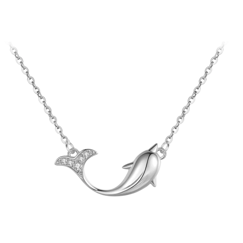 

925 Sterling Silver Necklaces for Women Dolphin Design Niche Chain 2020 New Minimal Net Red Pendant Fashion Jewelry