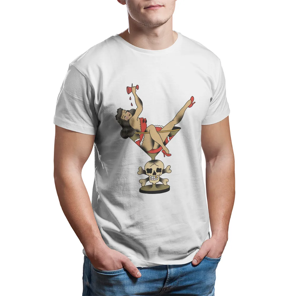 Футболка мужская с круглым вырезом винтажная тенниска из ткани рисунком в стиле