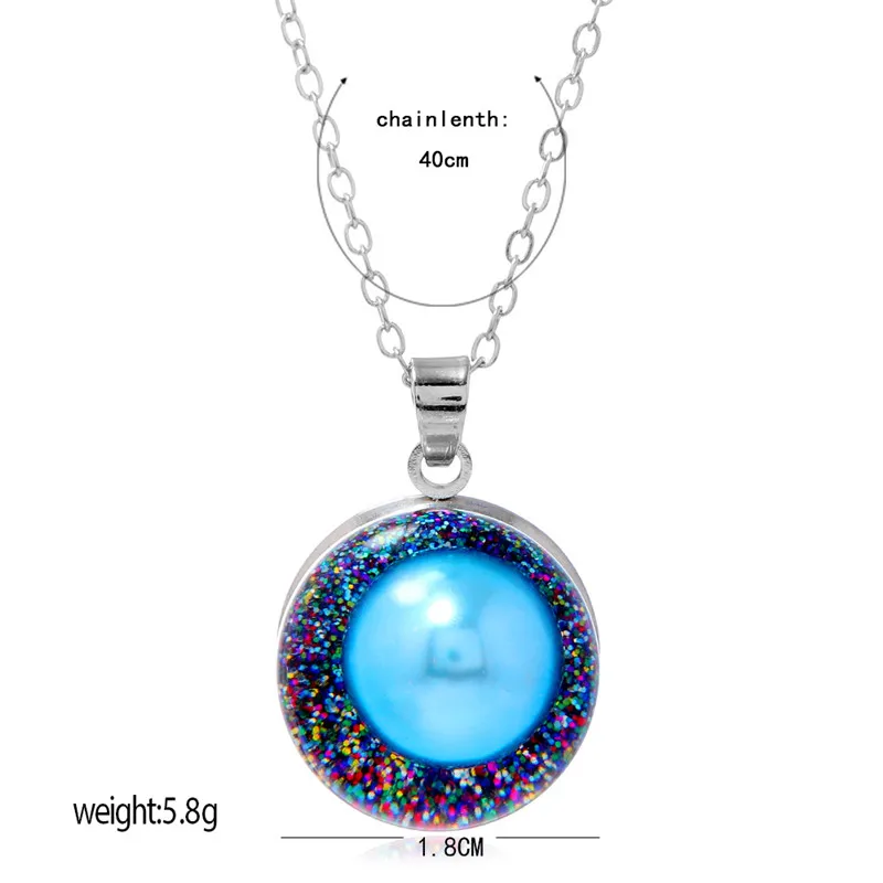 

Charm Female Male Blue Pendant Necklace Silver Color Chain Necklaces For Women Men Luxury Round Rainbow Resin Necklace