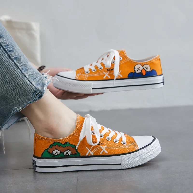 

Spring Autumn Casual Breathable Hand Drawing Shoes Woman 2022 New Style Students Sneakers Comfortable Canvas Women Walking Shoes