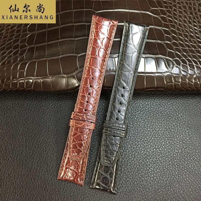 

Luxury Crocodile Skin Watchbands Top Handmade Genuine Leather Belt Men Custom PORTUGIESER Strap 20MM 22MM Alligator Watch Band