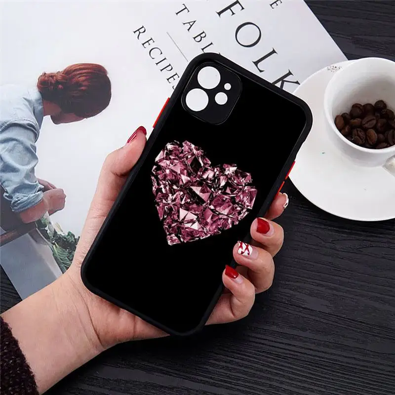 

Beautiful diamond Phone Cases Transparent Matte for iPhone 7 8 11 12 s mini pro X XS XR MAX Plus cover funda