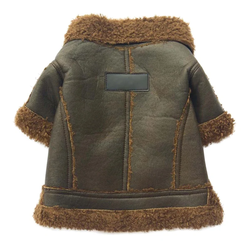 

1PC Fashion Waterproof Fleece Leather Dog Coats Puppy Cool Zipper Jacket Durable Pet Winter Coat for Small Medium Dogs