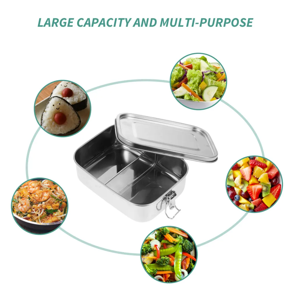 

1pc Sealed Stainless Steel Bento Box Two-grids Food Preservation Box