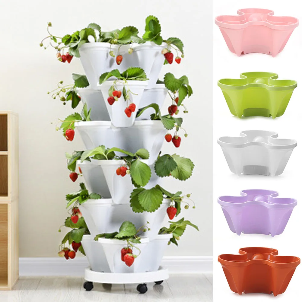 

3D Flower Pot Strawberry Basin Multi-layer Superimposed Corrosion Resistant Not Easily Deformed JA55