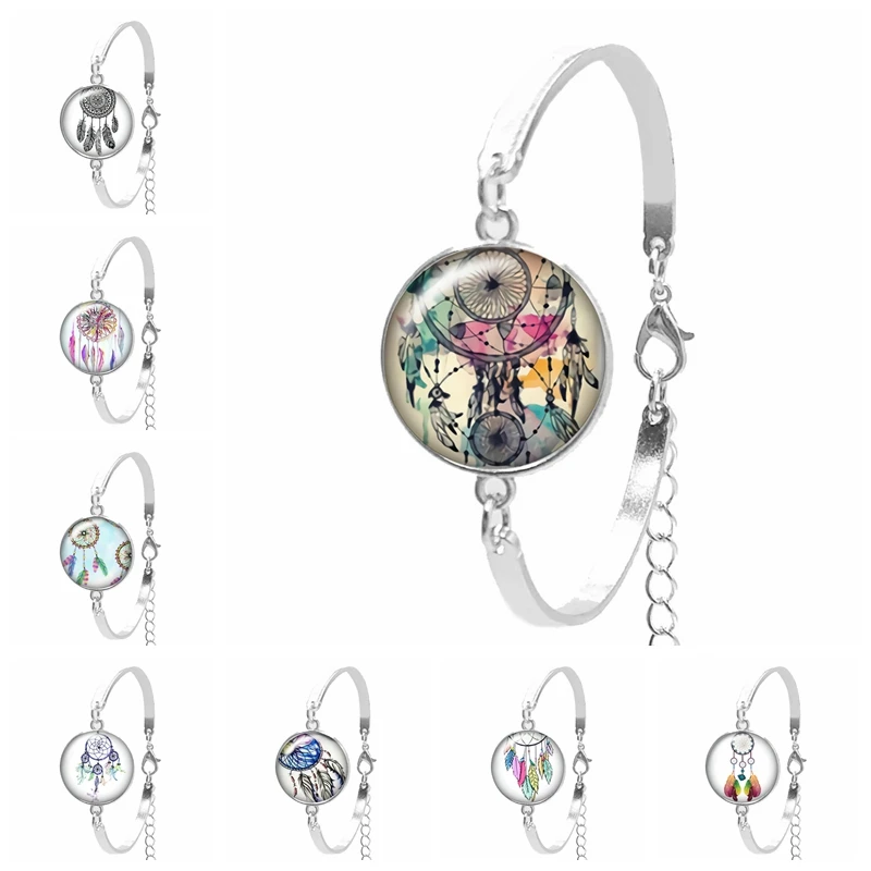 Новинка 2019 хит продаж цветной браслет с перьями со сном стеклянный выпуклый