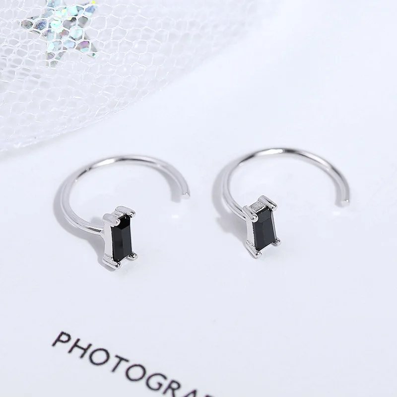 Женские прямоугольные серьги-гвоздики из Кубического циркония ElfoPlataSi S925 100% 925