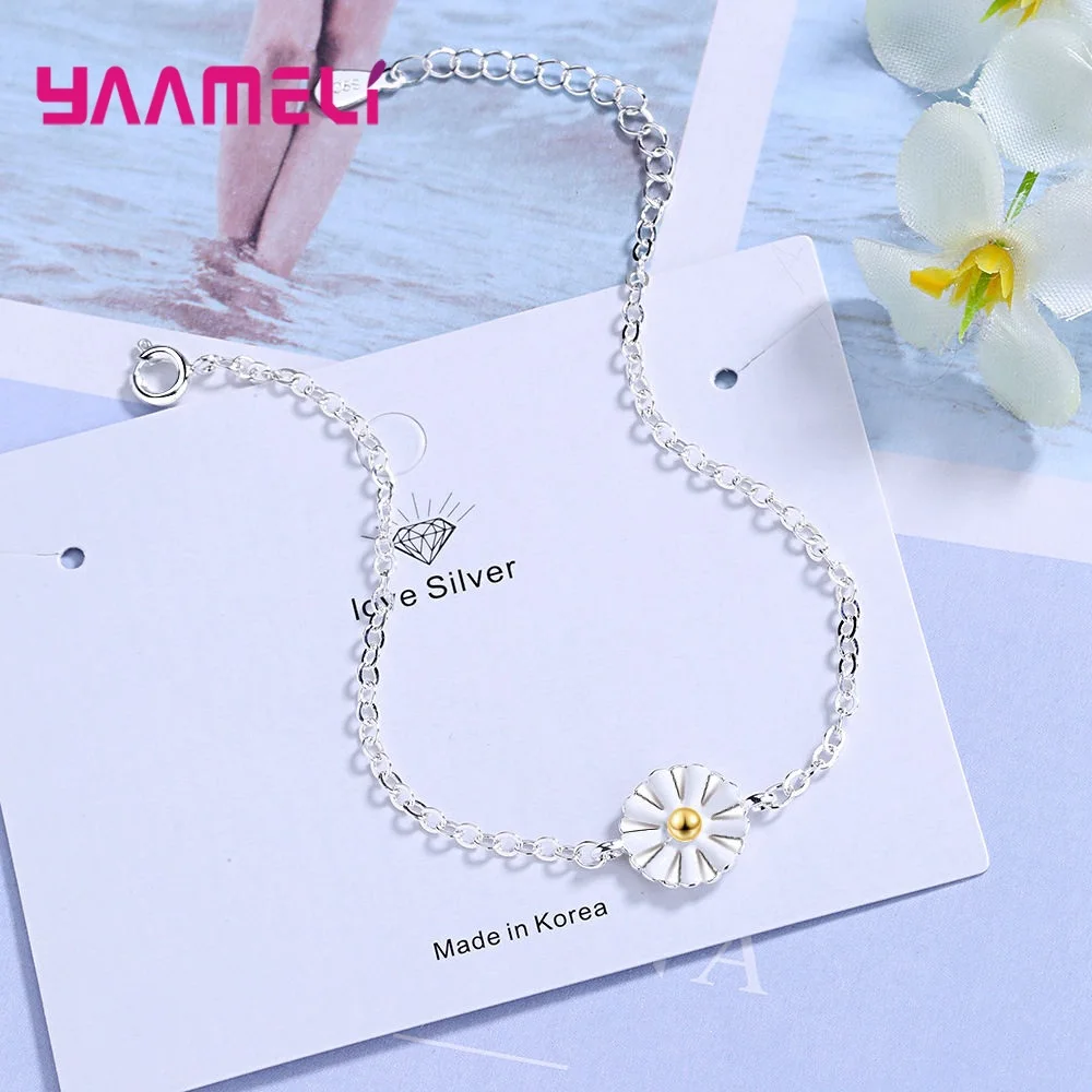 Женский браслет-цепочка с подвеской в виде подсолнуха золотого цвета Простые